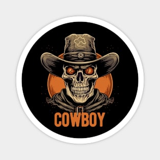 Cyberpunk Cowboy Western Skull Magnet